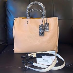 NWT Coach 1941 Rogue 30 Pebbled Leather Colorblock Snakeskin Detail Beechwood